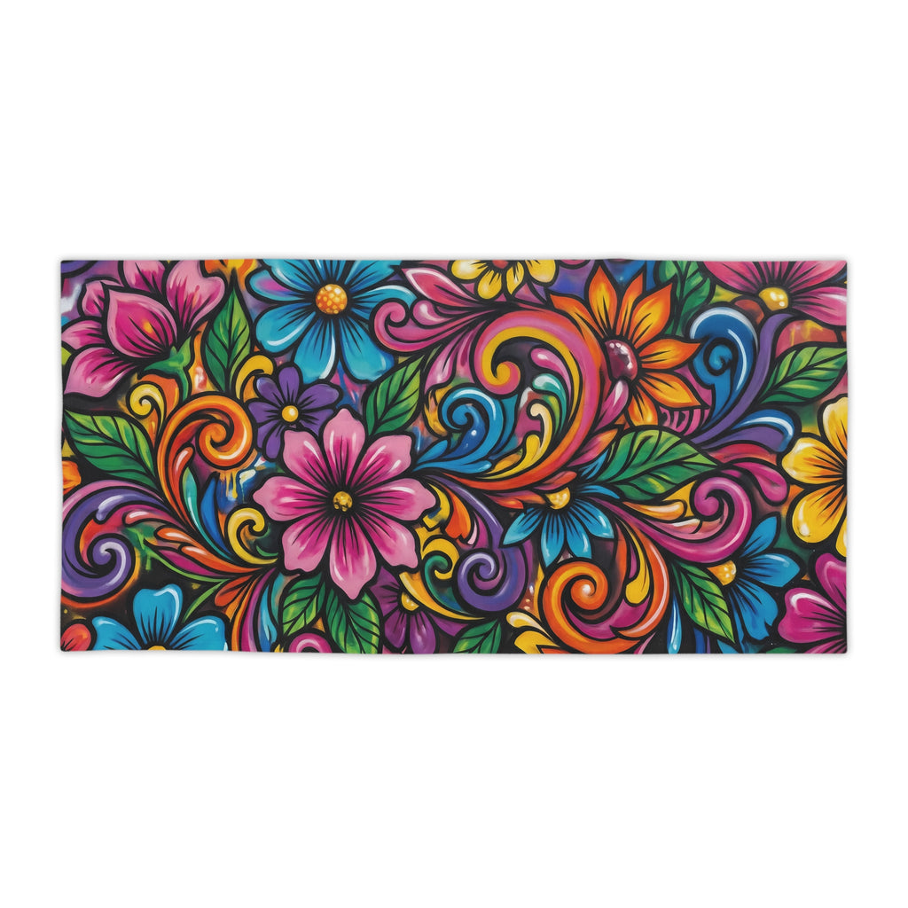 Vibrant Floral Beach Towel – Colorful Tropical Design