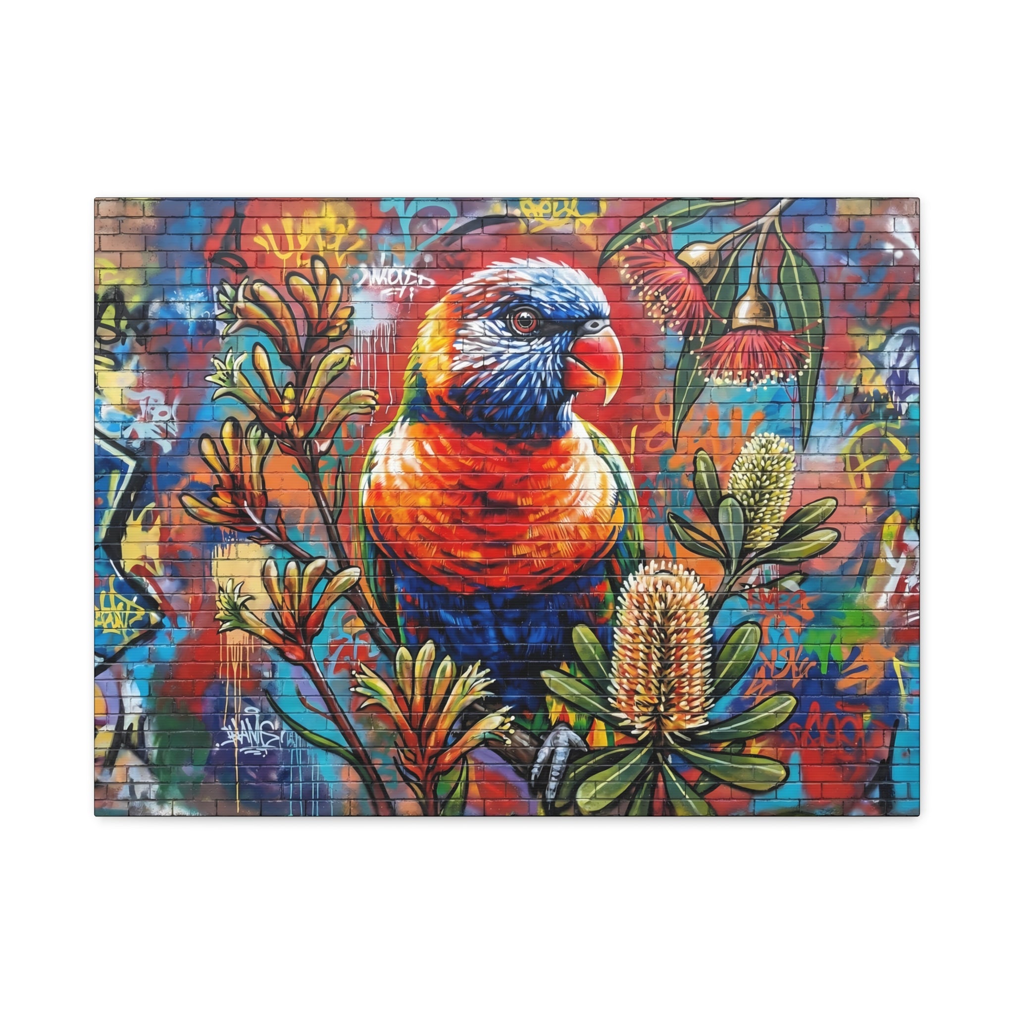 Rainbow Lorikeet Graffiti Canvas Print — Urban Bird Wall Art