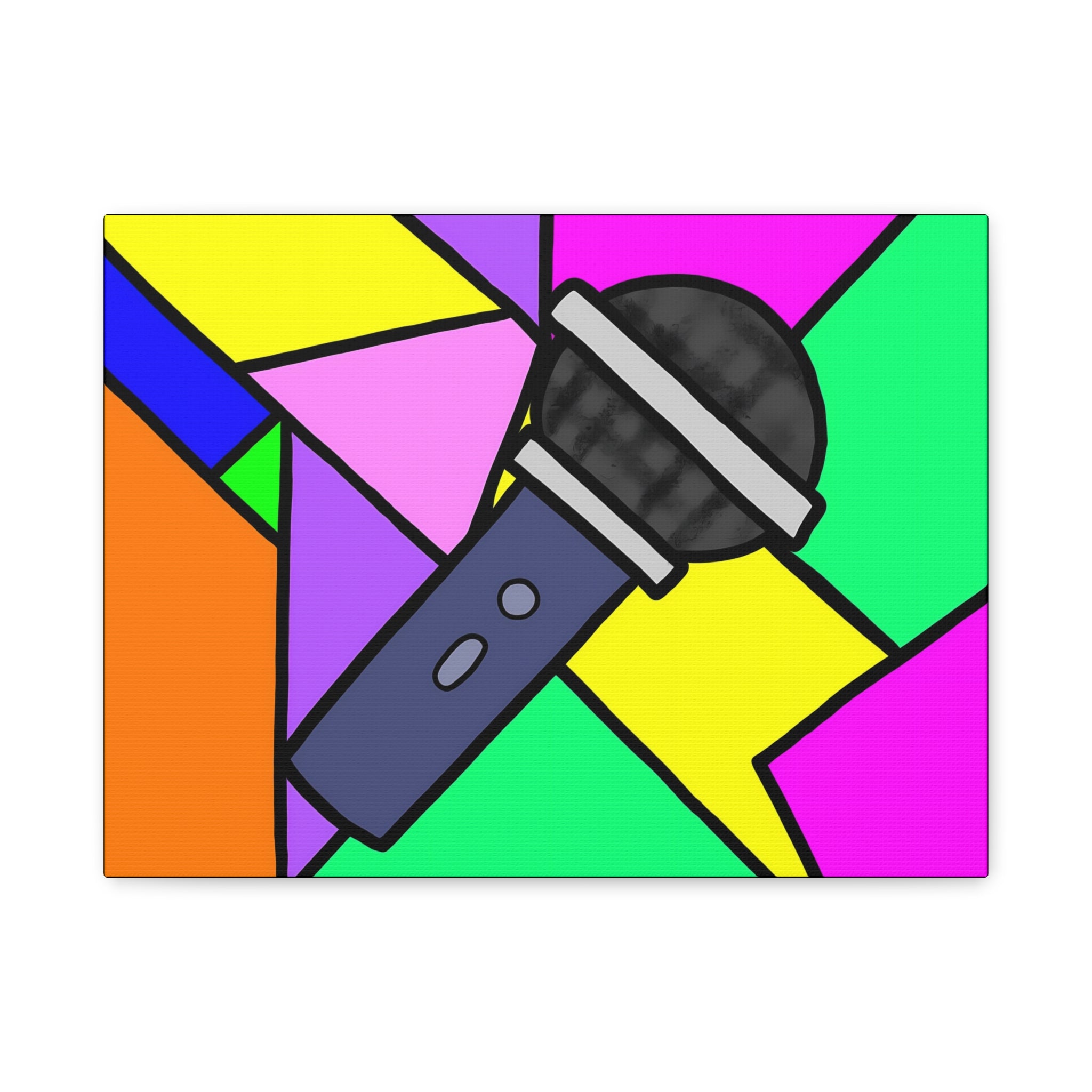 Classic Matte Canvas Pop Art Microphone — Vibrant Wall Art