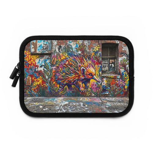 Colorful Echidna Street Art Laptop Sleeve | Urban Graffiti Wildlife