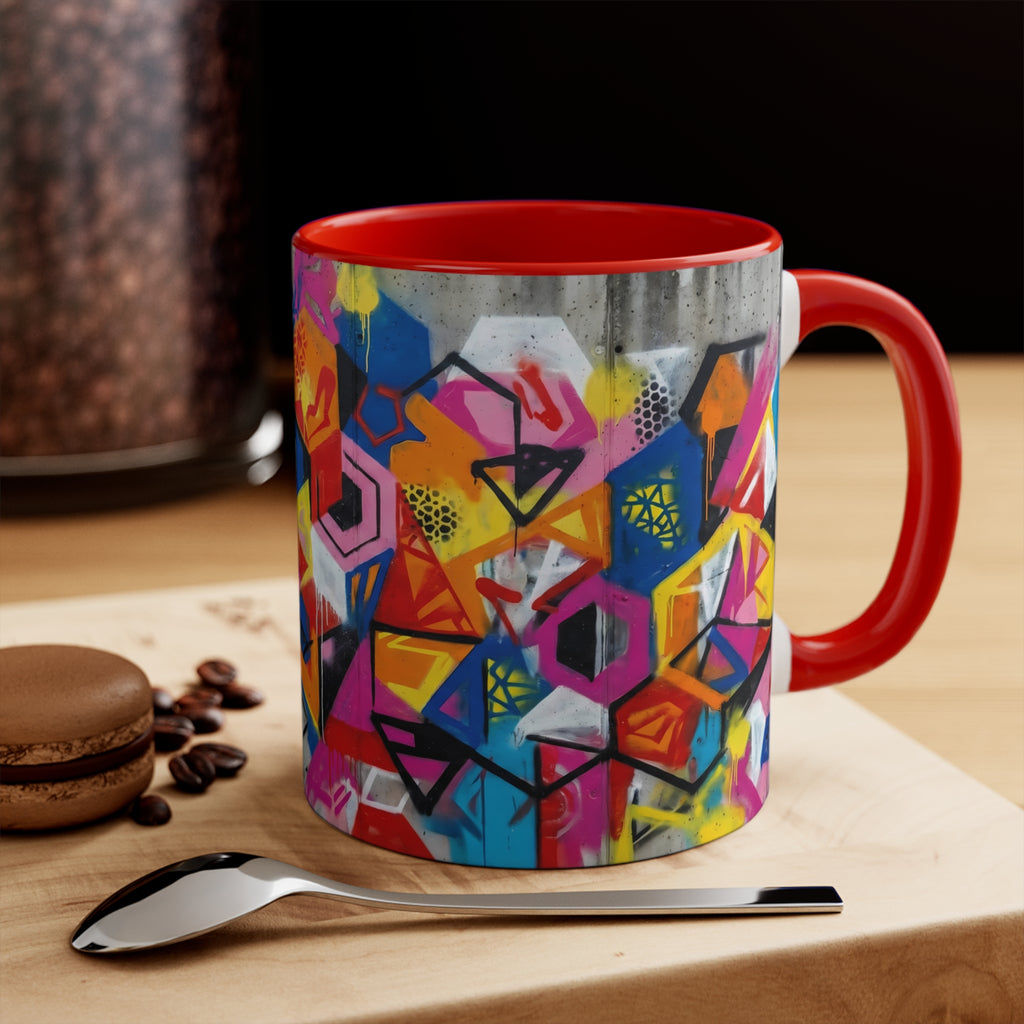 Colorful Geometric Accent Mug — 11oz Vibrant Abstract Coffee Cup