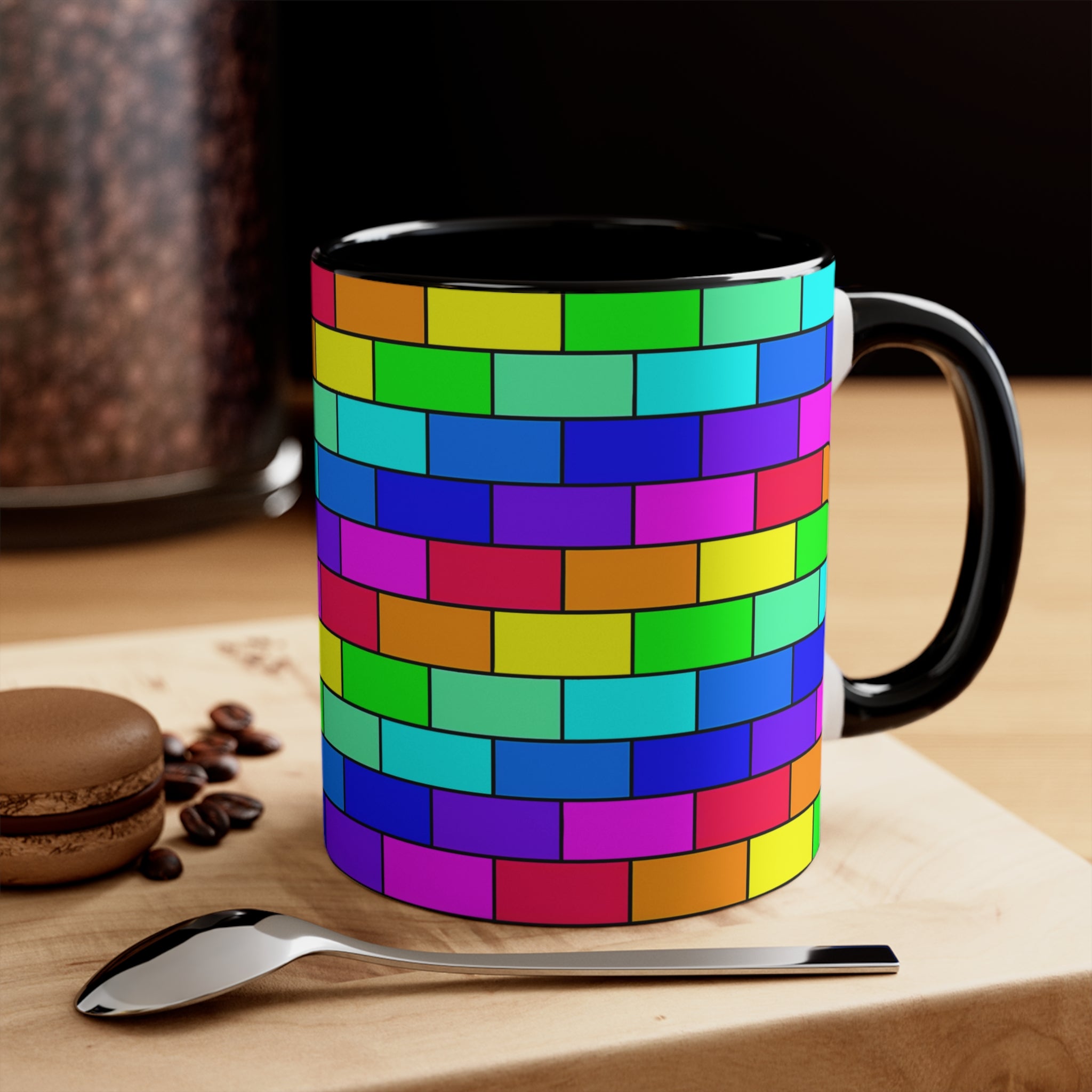 Colorful Accent Mug — Rainbow Brick Wall, 11oz