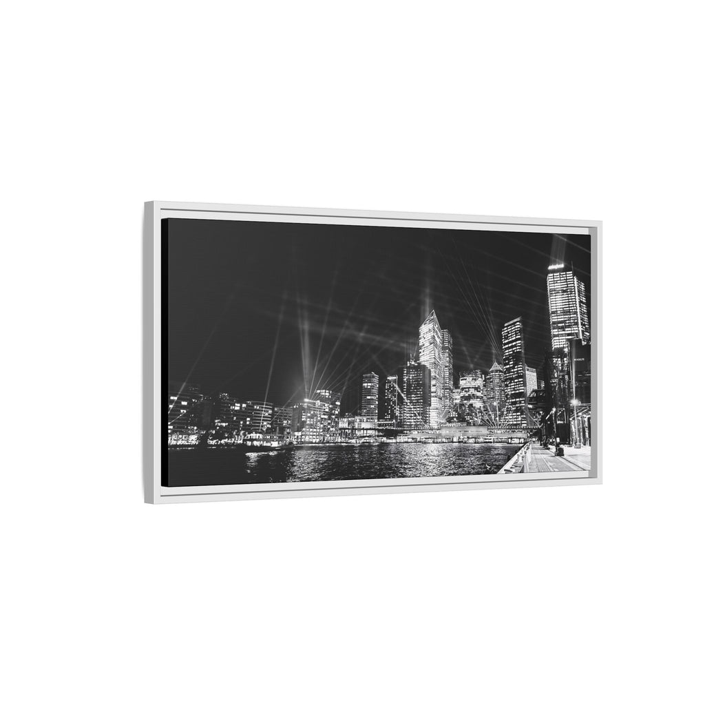 Framed Matte Canvas - Sydney Cityscape Black & White Wall Art