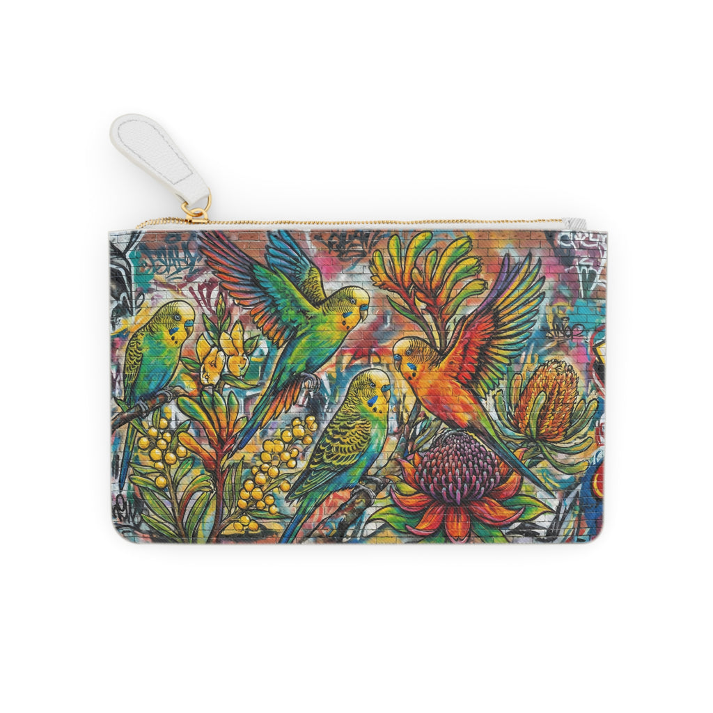 Mini Clutch Bag - Budgie Floral Zip Pouch