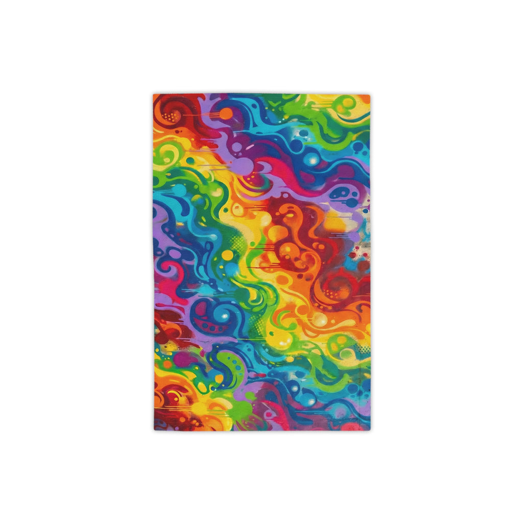 Rainbow Graffiti Swirl Beach Towel | Colorful Urban Design