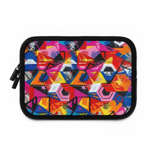 Abstract Geometric Laptop Sleeve — Vibrant Neon Graffiti Pattern