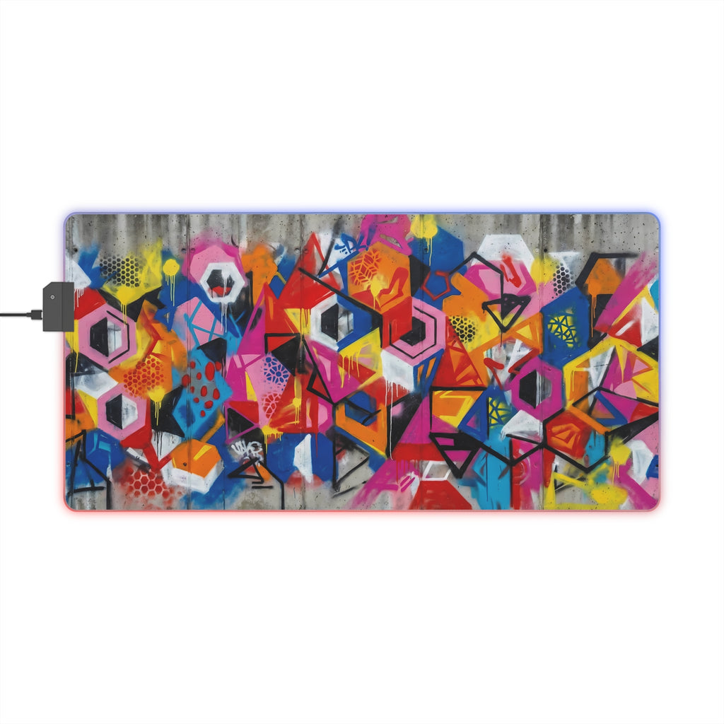LED Gaming Desk Mat — RGB Illuminated Graffiti Art Mouse Pad