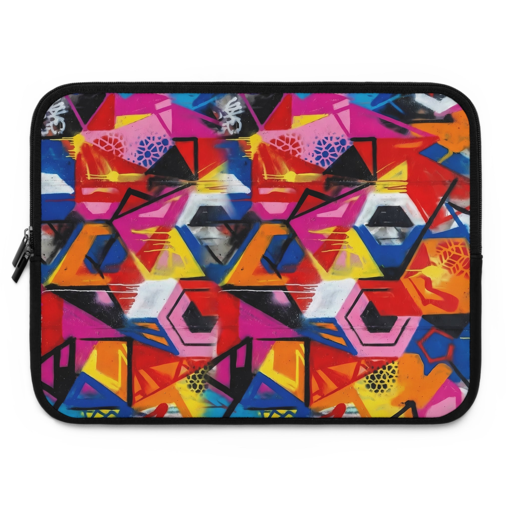Abstract Geometric Laptop Sleeve — Vibrant Neon Graffiti Pattern