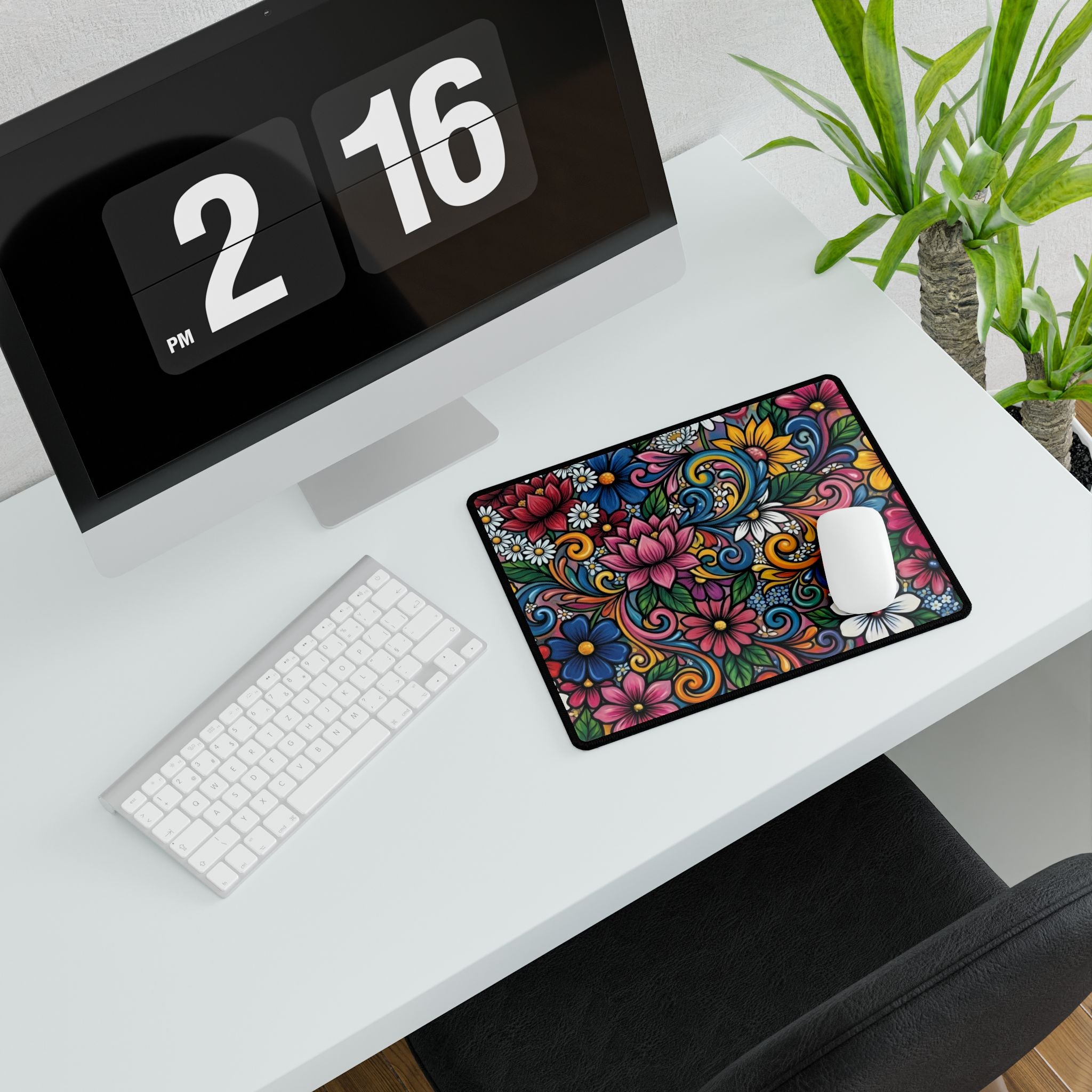 Colorful Floral Pattern Desk Mat | Boho Flower Mouse Pad