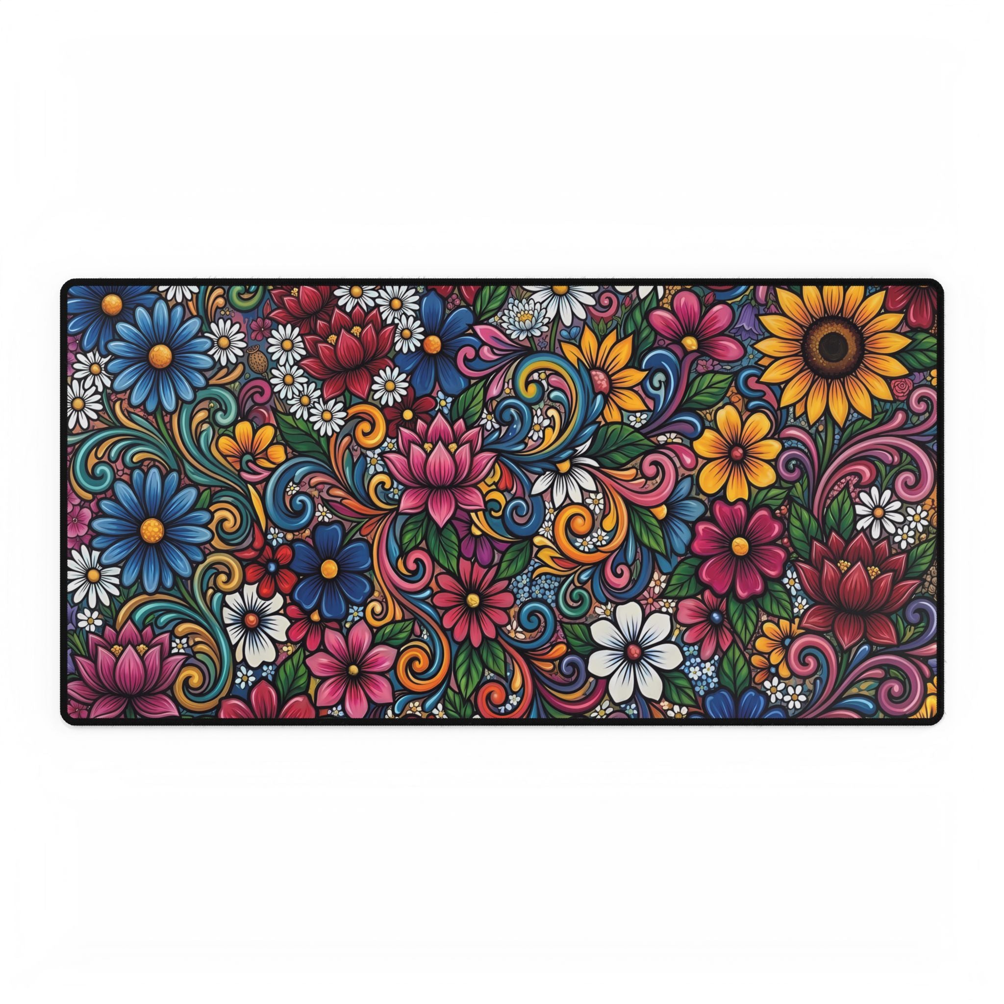 Colorful Floral Pattern Desk Mat | Boho Flower Mouse Pad
