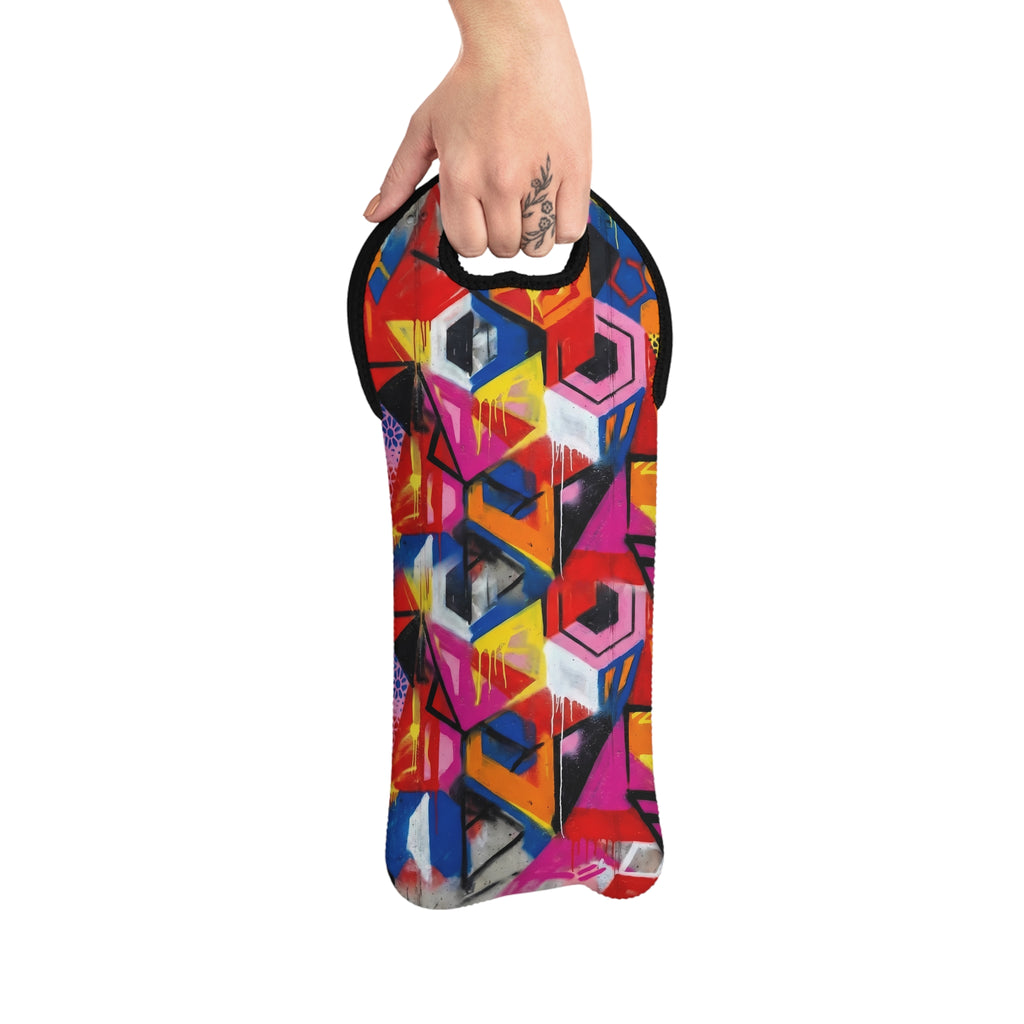 Colorful Graffiti Wine Tote Bag | Urban Art Bottle Carrier