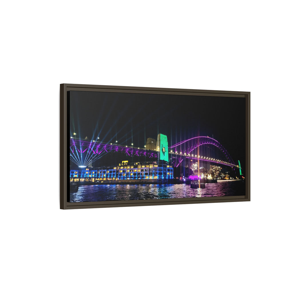 Framed Matte Canvas Sydney Harbour Bridge Nighscape — Vibrant Wall Art