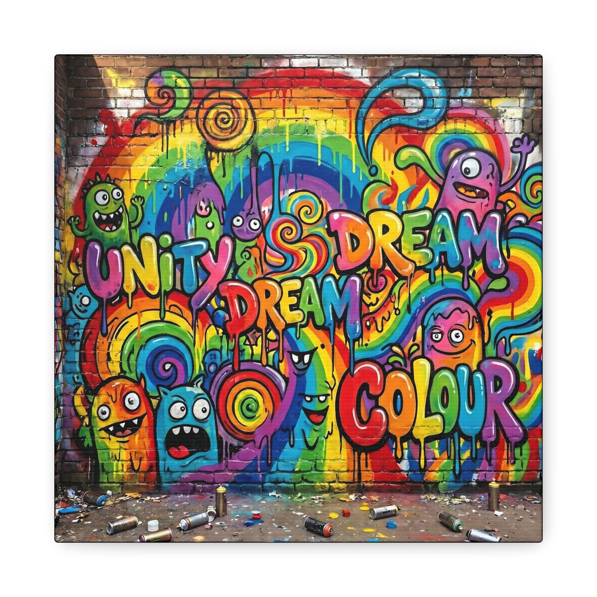 Rainbow Graffiti Canvas Wall Art - "Unity Dream Colour" Matte Stretched Print