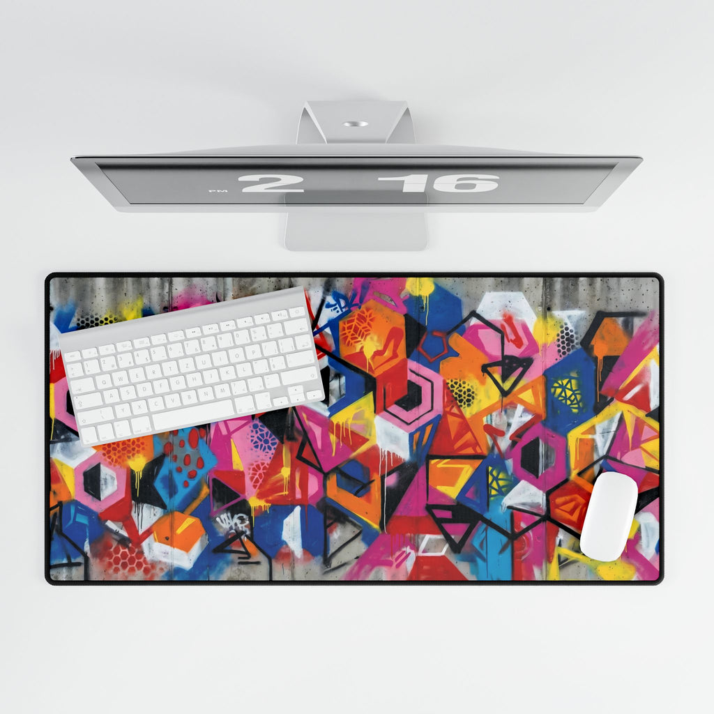 Graffiti Geometry Desk Mat — Colorful Urban Art Mouse Pad