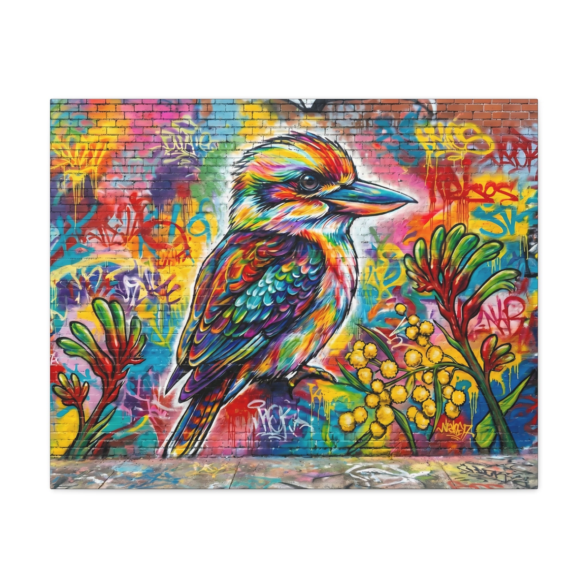 Graffiti Art Kookaburra Matte Canvas Stretched 1.25"