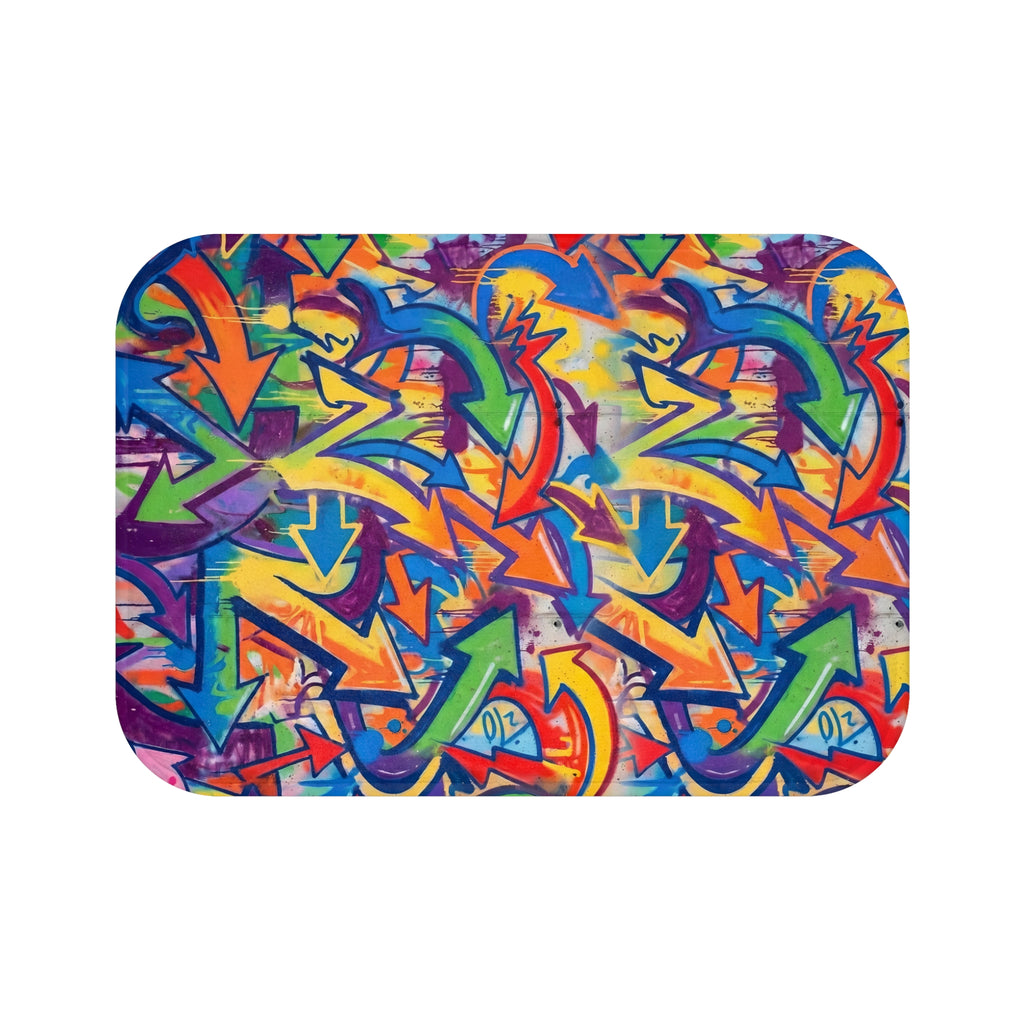 Graffiti Arrows Bath Mat — Colorful Urban Street Art Bathroom Rug