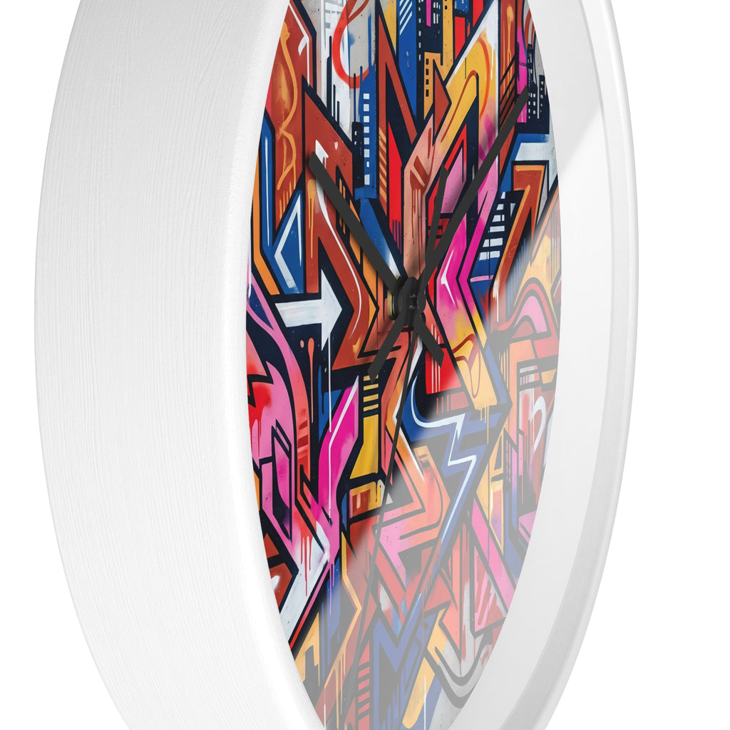 Graffiti Design Wall Clock — Colorful Urban Street Art Timepiece