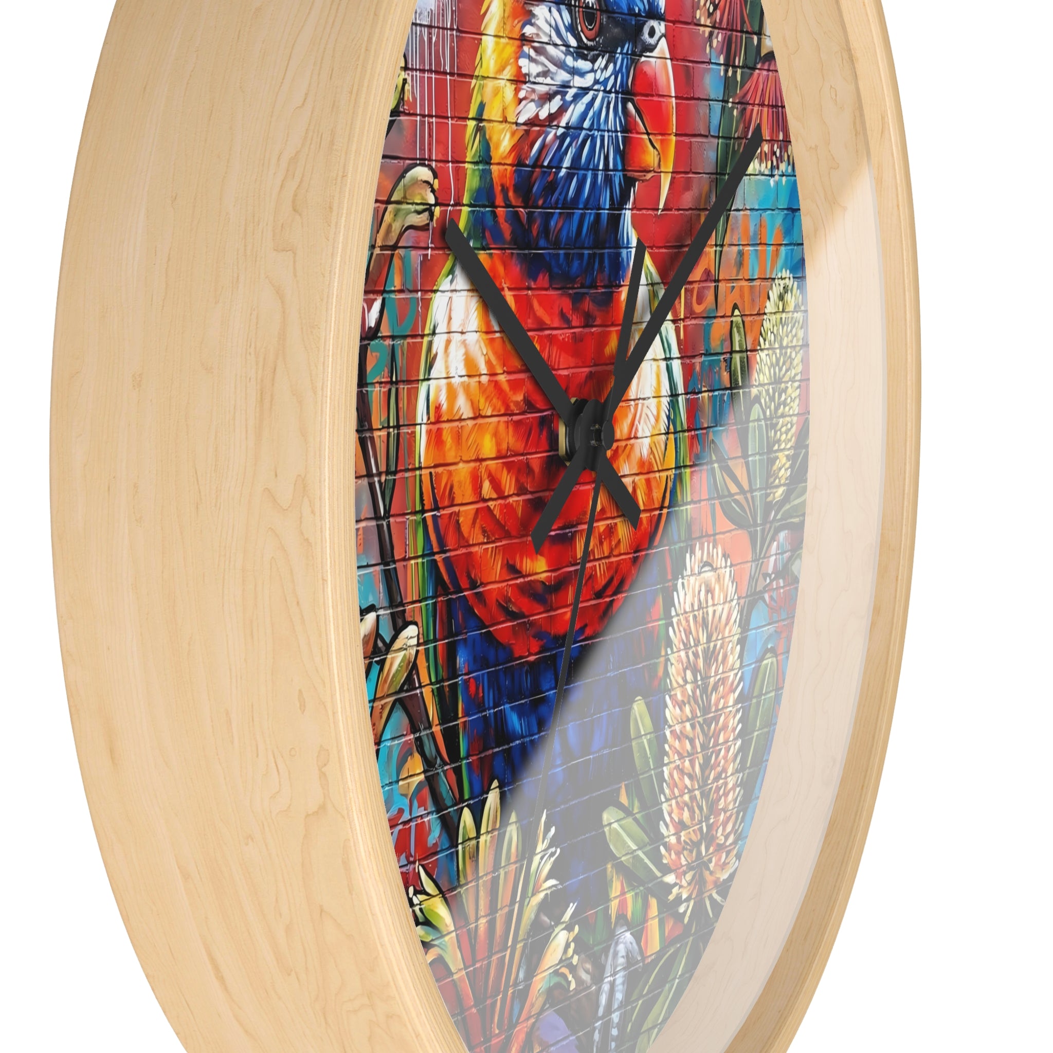Rainbow Lorikeet Wall Clock | Colorful Parrot Art, Botanical Mural