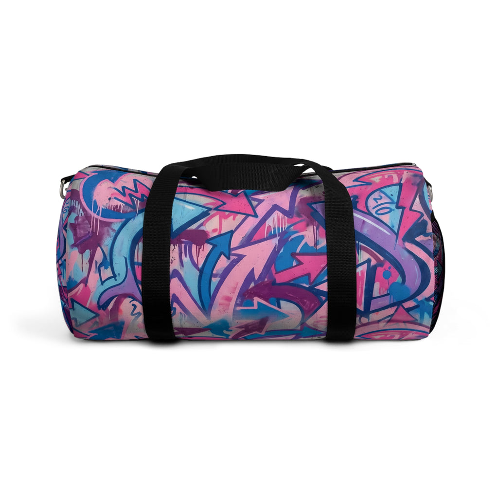Pink & Blue Graffiti Duffel Bag — Urban Street Art Travel Gym Bag