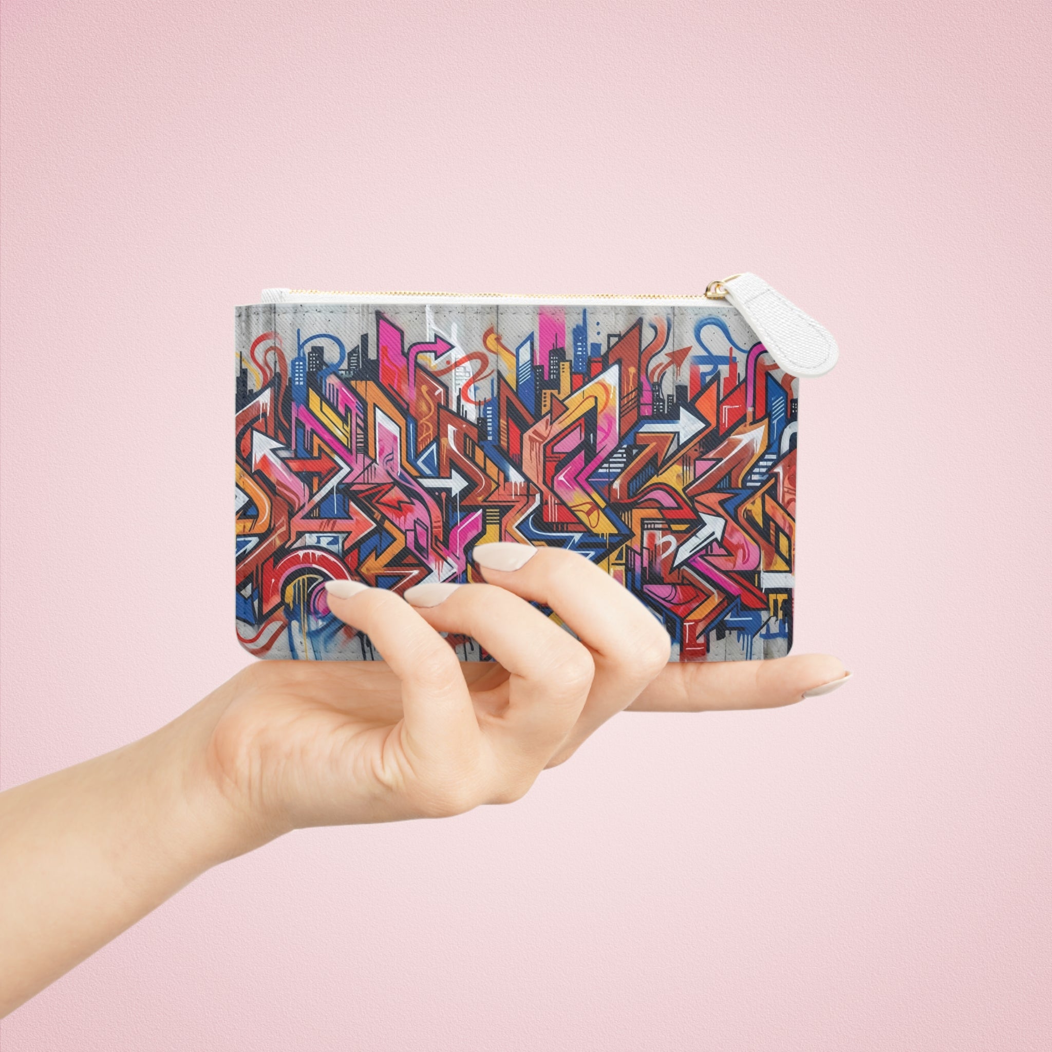 Mini Clutch Bag - Graffiti Art Vibrant Street-Style Wristlet
