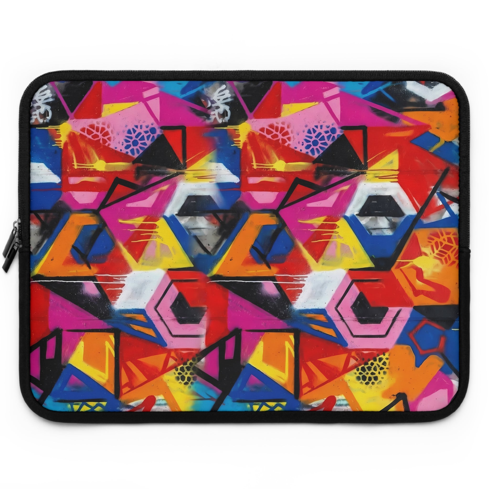 Abstract Geometric Laptop Sleeve — Vibrant Neon Graffiti Pattern