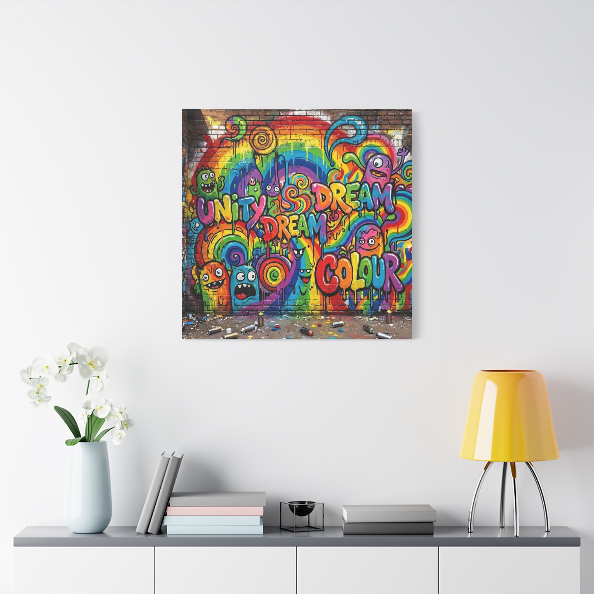 Rainbow Graffiti Canvas Wall Art - "Unity Dream Colour" Matte Stretched Print