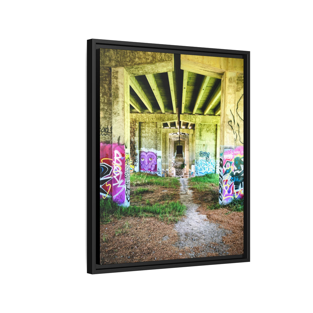 Framed Matte Canvas - Urban Bridge Graffiti Wall Art