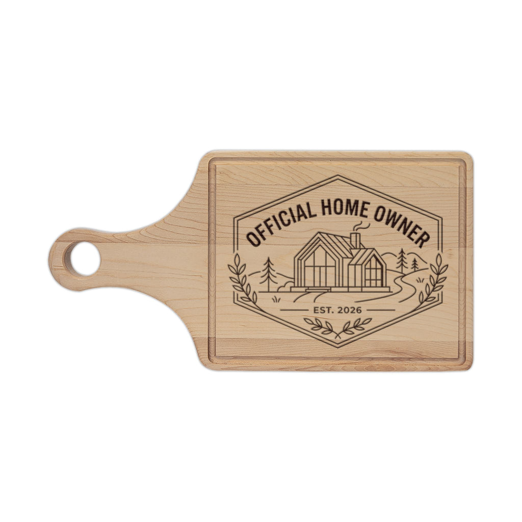 Official Homeowner EST 2026 Wooden Cutting Board | Engraved Housewarming Gift, Modern Style