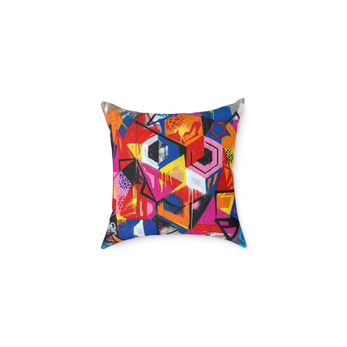 Abstract Geometric Graffiti Pillow — Colorful Throw Pillow