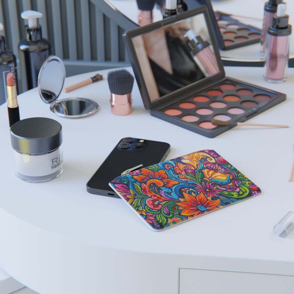 Mini Clutch Bag — Vibrant Floral Boho Zipper Pouch