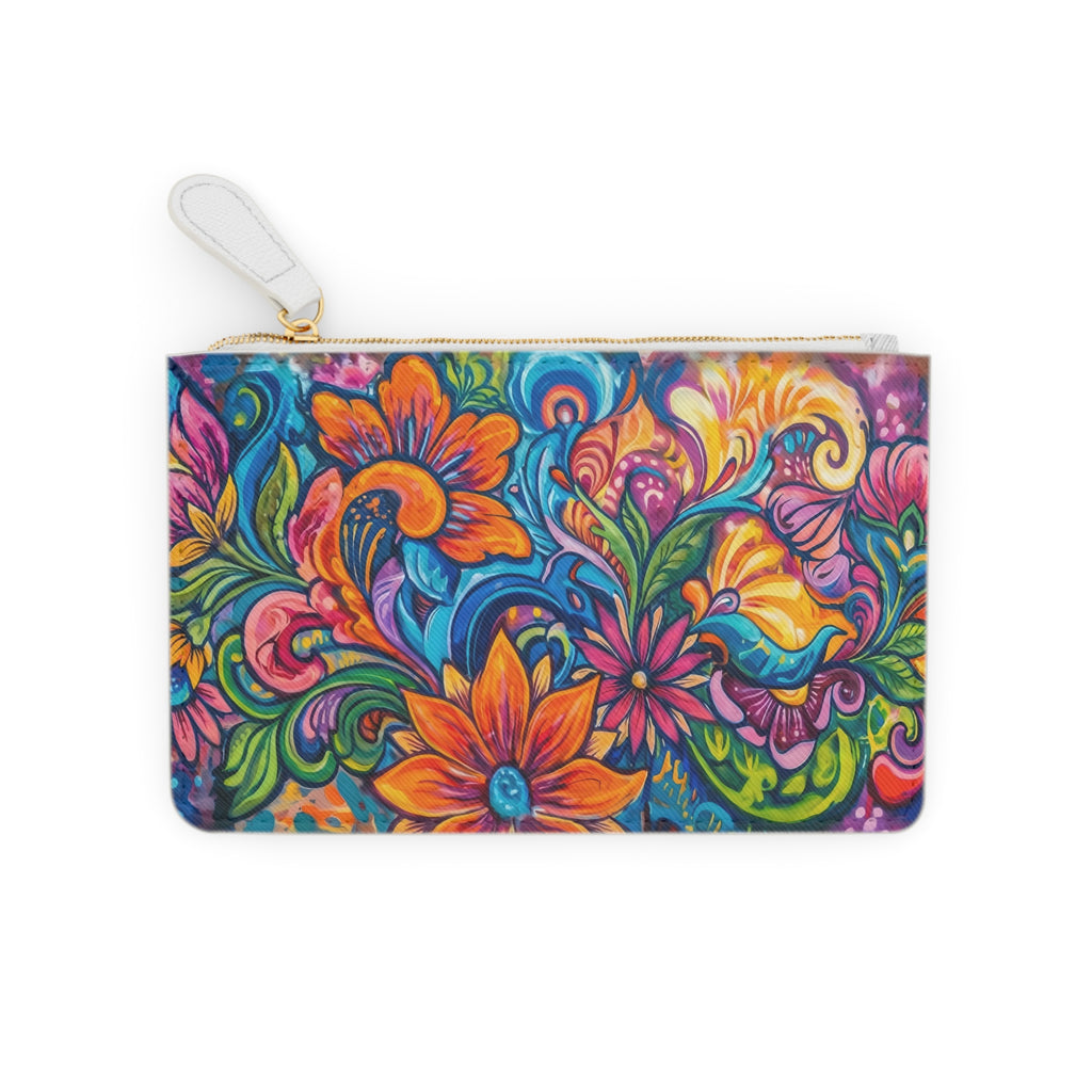 Mini Clutch Bag — Vibrant Floral Boho Zipper Pouch