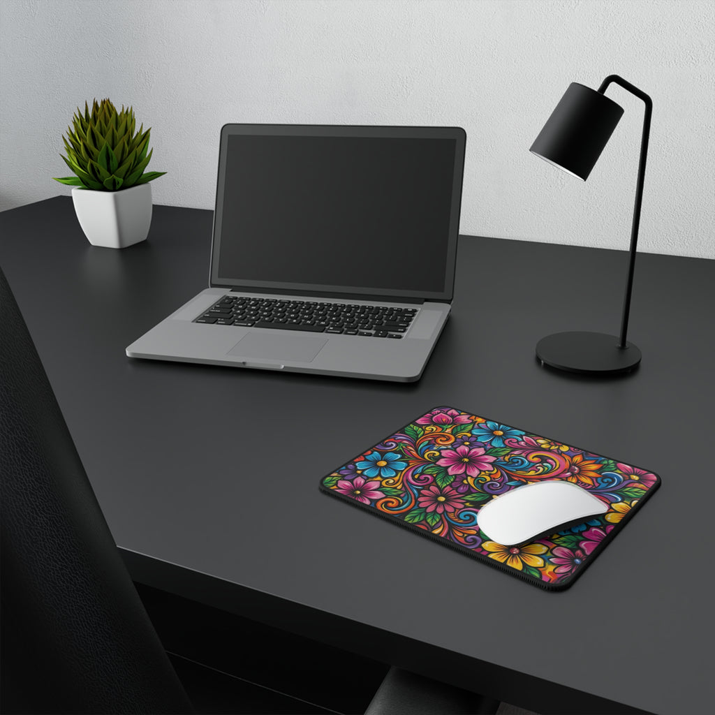 Floral Non-Slip Gaming Mouse Pad — Colorful Boho Flowers