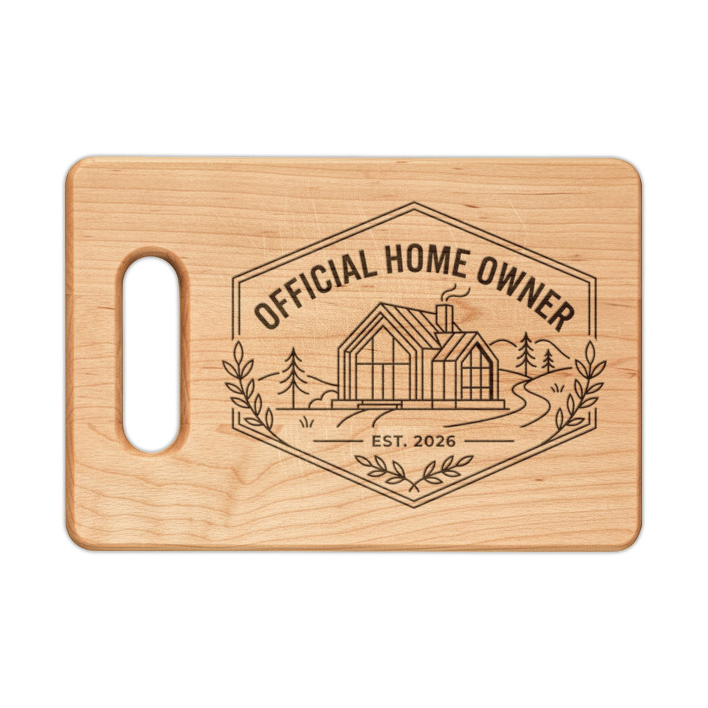 Official Homeowner EST 2026 Wooden Cutting Board | Engraved Housewarming Gift, Modern Style
