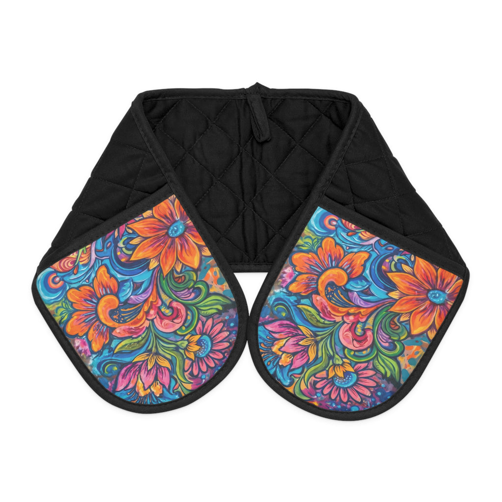 Floral Heat-Resistant Oven Mitt — Colorful Kitchen Grip