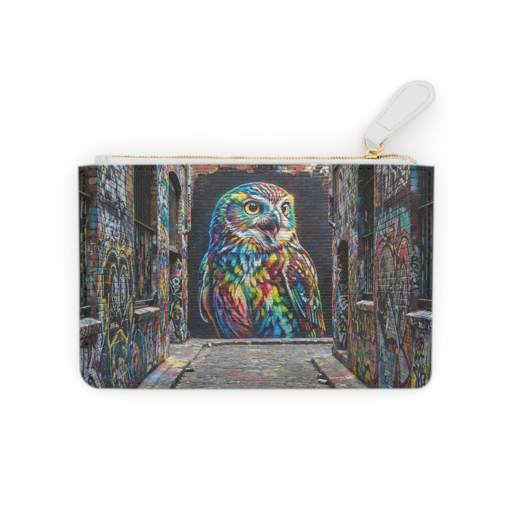 Colorful Street Art Owl Mini Clutch Bag | Graffiti Alley Mural