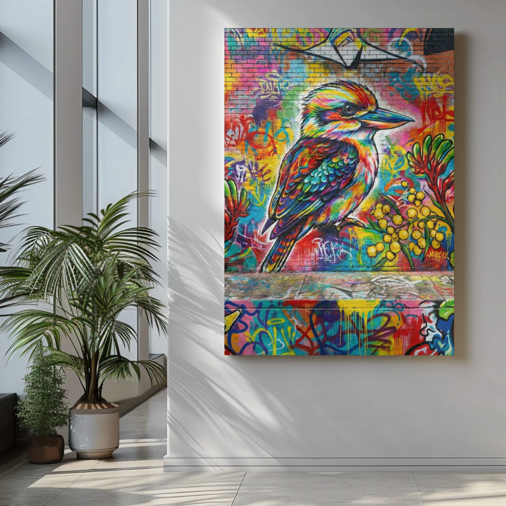 Graffiti Art Kookaburra Matte Canvas Stretched 1.25"