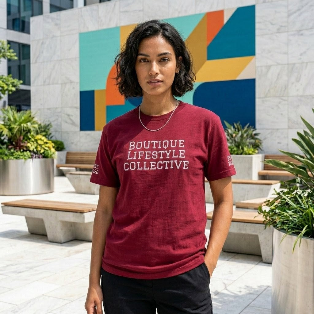 Heavy Cotton Tee - Boutique Lifestyle Collective Embroidered T-Shirt — Est. 2026 Sleeve Detail