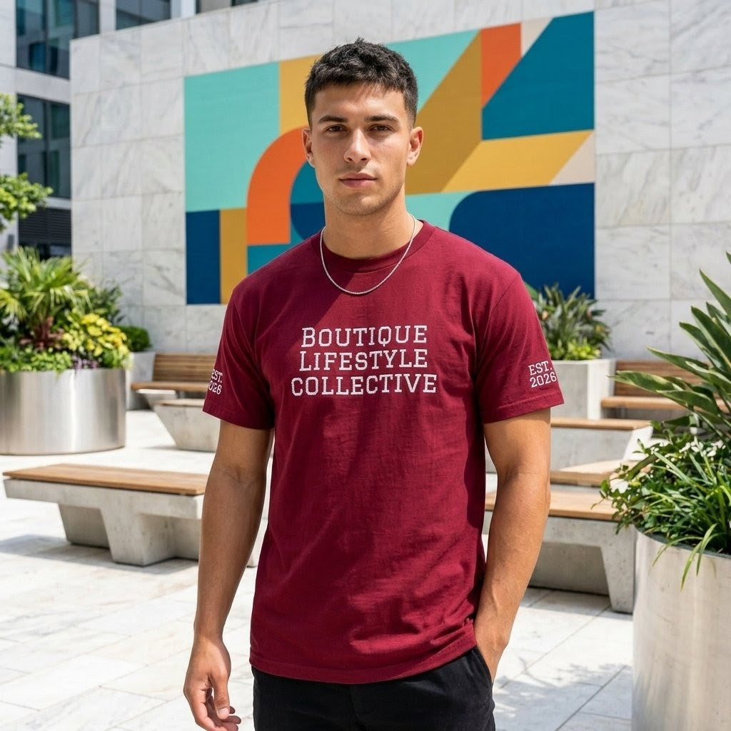 Heavy Cotton Tee - Boutique Lifestyle Collective Embroidered T-Shirt — Est. 2026 Sleeve Detail