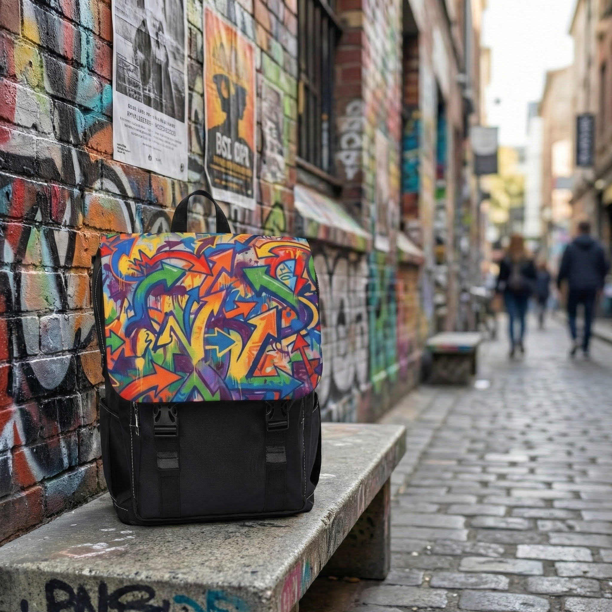 Graffiti Art Backpack — Colorful Urban Casual Shoulder Bag