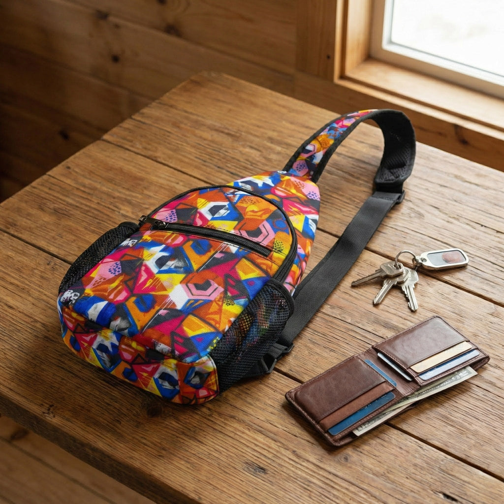 Colorful Graffiti Art Chest Bag | Sling Bag, Urban Street Design