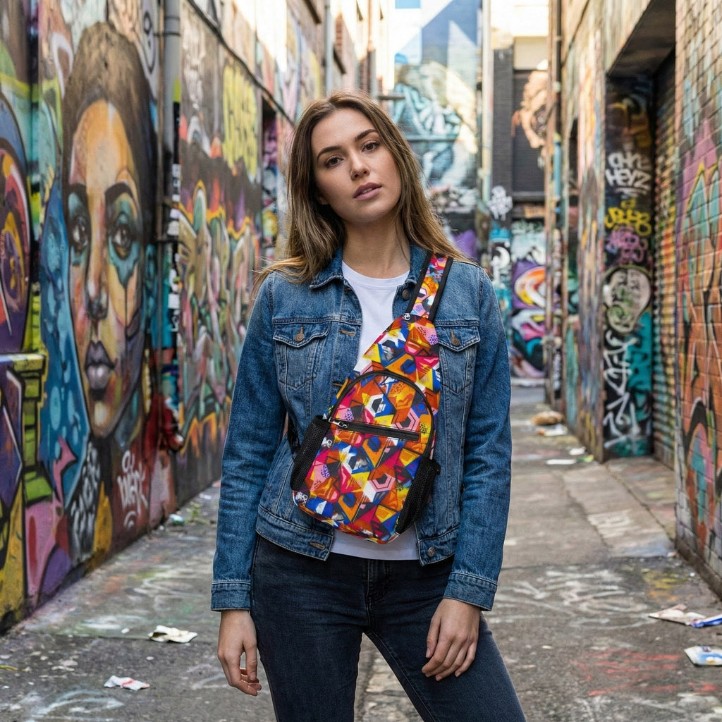 Colorful Graffiti Art Chest Bag | Sling Bag, Urban Street Design