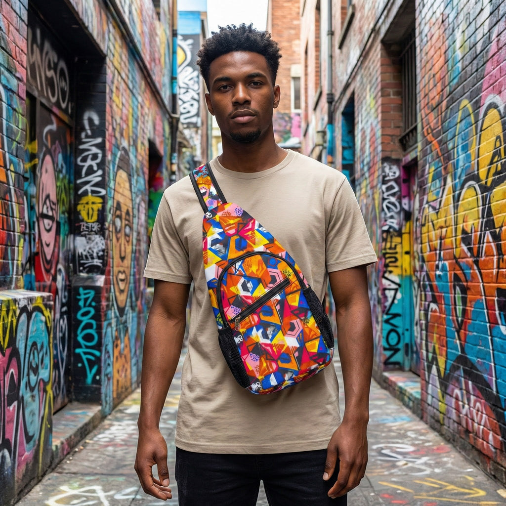 Colorful Graffiti Art Chest Bag | Sling Bag, Urban Street Design