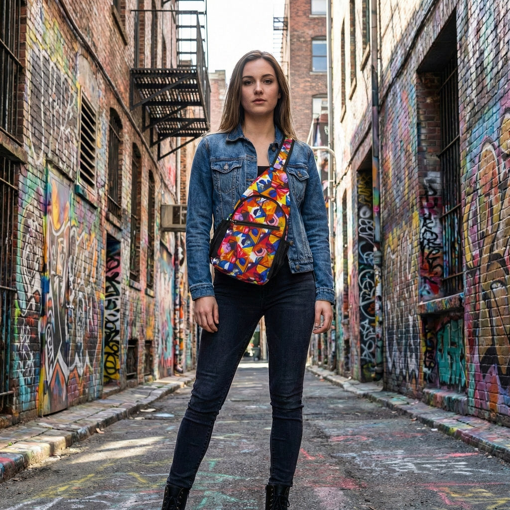 Colorful Graffiti Art Chest Bag | Sling Bag, Urban Street Design