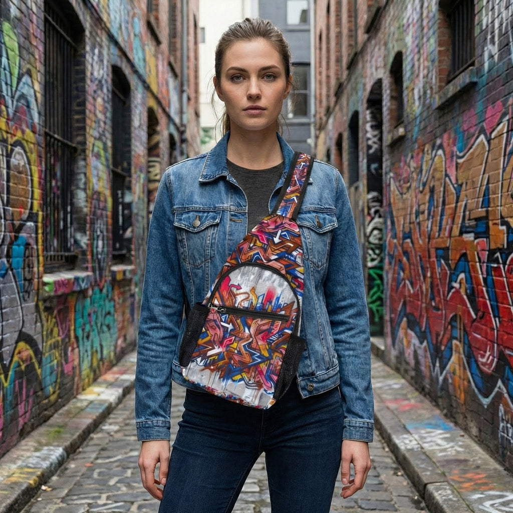 Colorful Graffiti Chest Bag | Sling Backpack