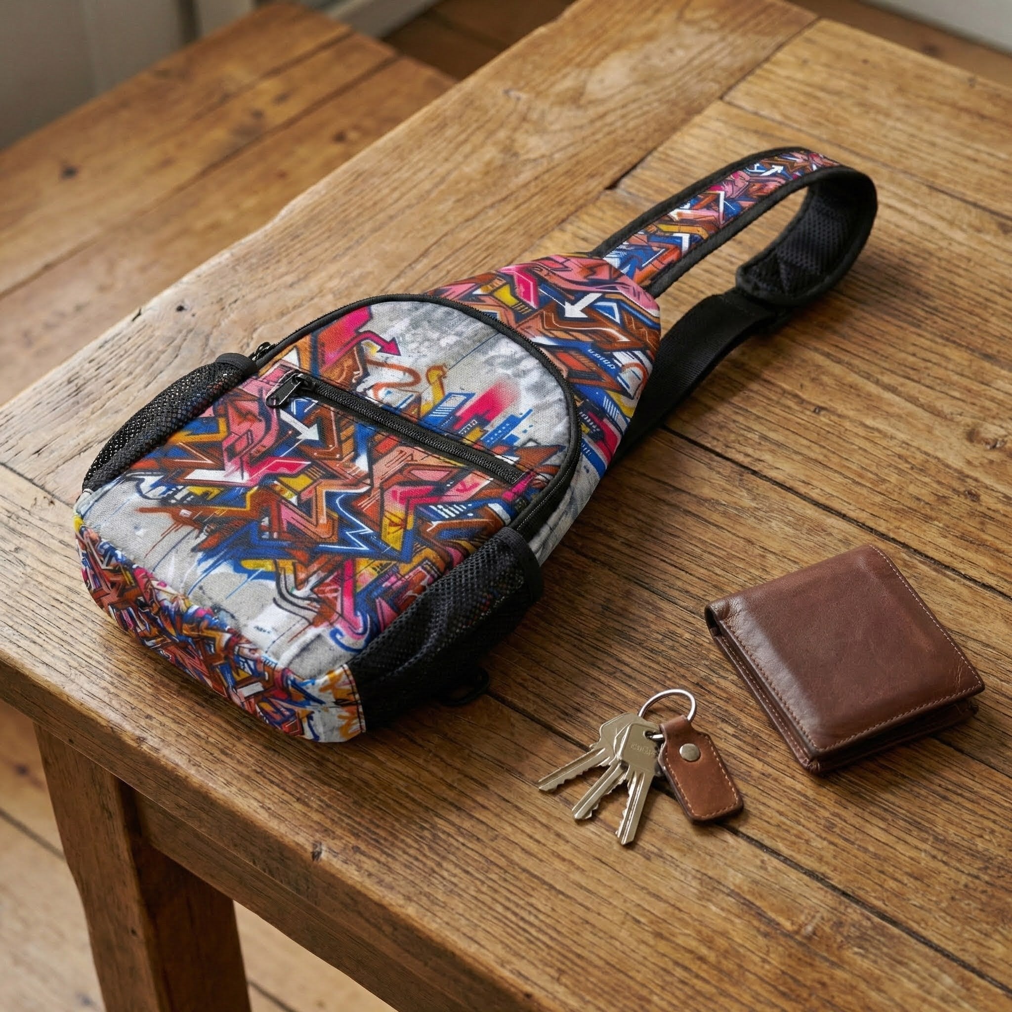 Colorful Graffiti Chest Bag | Sling Backpack