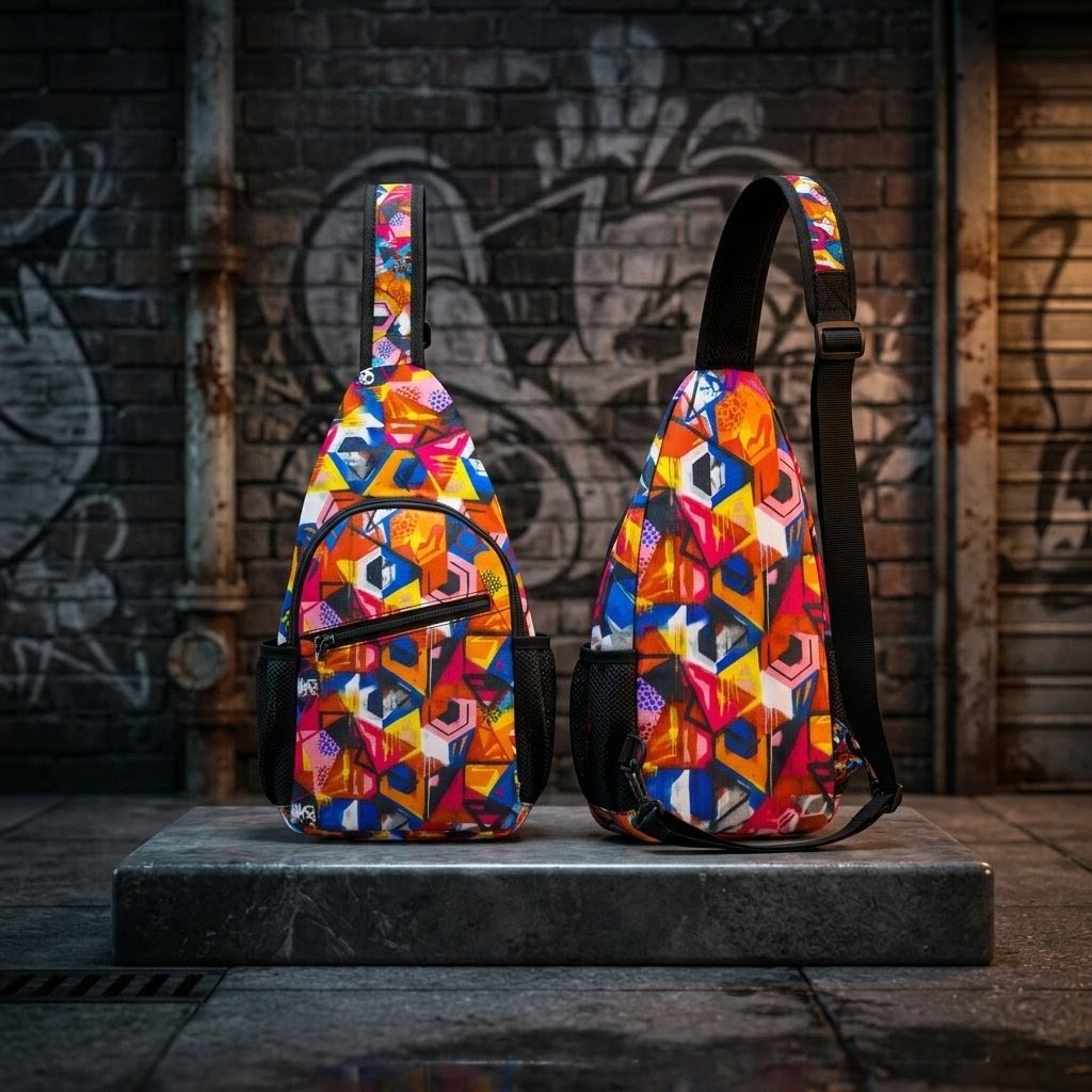 Colorful Graffiti Art Chest Bag | Sling Bag, Urban Street Design