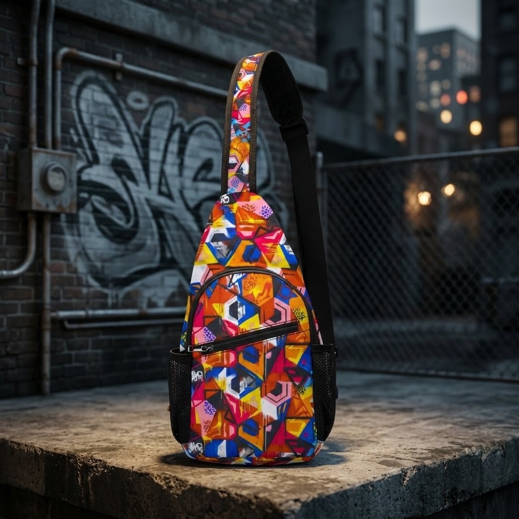 Colorful Graffiti Art Chest Bag | Sling Bag, Urban Street Design