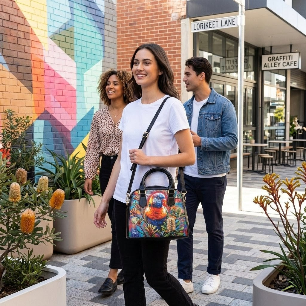 Graffiti Parrot Shoulder Handbag | Urban Bird Art Shoulder Bag