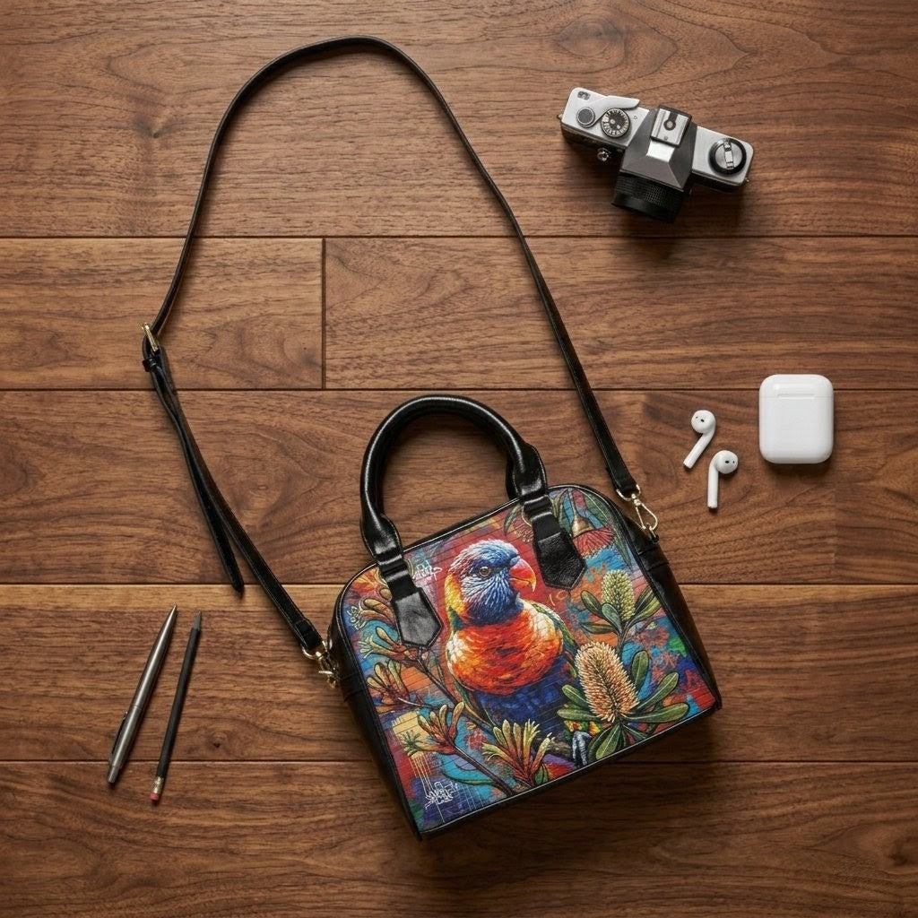 Graffiti Parrot Shoulder Handbag | Urban Bird Art Shoulder Bag