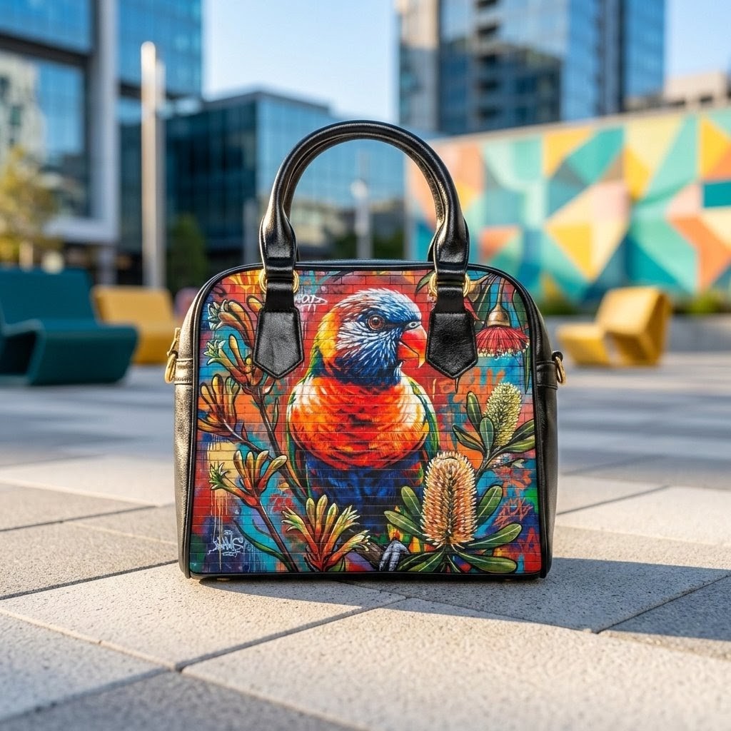 Graffiti Parrot Shoulder Handbag | Urban Bird Art Shoulder Bag